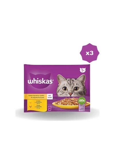 Whiskas Yaş Mama Poşet Kümes Hayvanları 340 Gr - 3 Adet