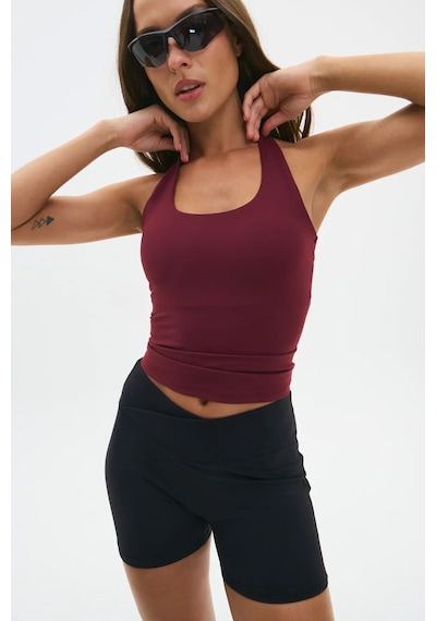Madmext Bordo Halter Yaka Kadın Atlet Mg2680 Bordo
