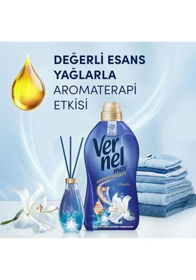 Max Lilyum Kokulu 60 Yıkama Konsantre Çamaşır Yumuşatıcısı 1 X 1440 Ml 0.75 LT - 2.5 LT - 12 KG
