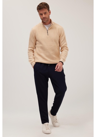 Tudors Erkek Regular Fit Beli Lastikli Bağcıklı Jogger Lacivert Pantolon Rahat Kesim Yan Cepli-36902 Lacivert