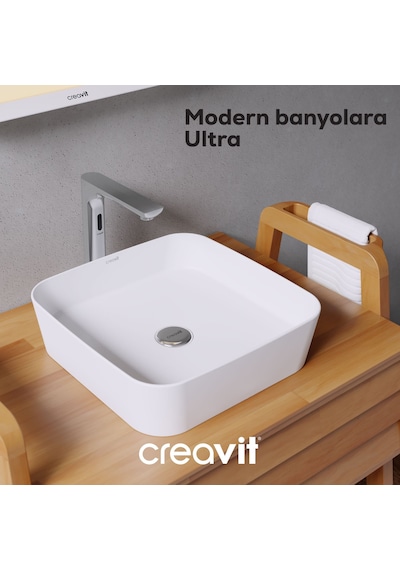 Creavit Ultra Kare Çanak Lavabo 40cm Beyaz Ul040-00cb00e-0000
