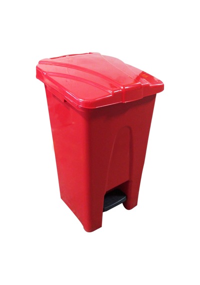 Safell Plastik Pedallı Çöp Kovası 70 Lt - Çöp Konteyneri -Kırmızı