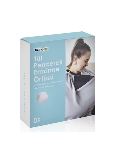 Tül Pencereli Emzirme Örtüsü Gri