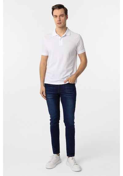 Süvari Beyaz Slim Fit Düz Polo Yaka Tişört Beyaz