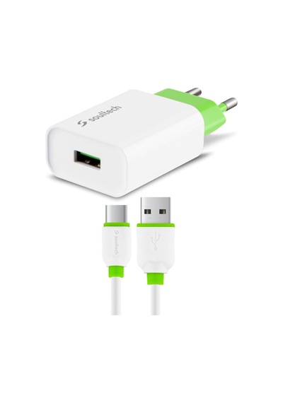Soultech SC113B 2.1A Seyahat Şarjı + Type-C 2A USB Kablo