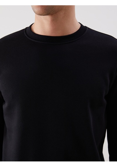 Lcwaıkıkı Basic Siyah Bisiklet Yaka Uzun Kollu Erkek Sweatshirt