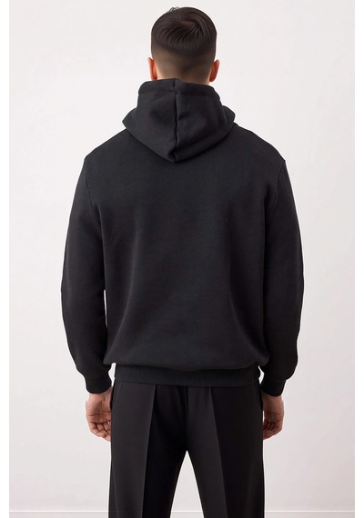 Benerly Erkek Kapüşonlu Standart Kol Regular Kalıp Sweatshirt Fonksiyonel siyah