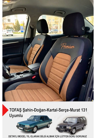 Premium Serisi Lüks Keten Oto Koltuk Kılıfı Tofaş Kartal-şahin-doğan-serçe-tempra İle Uyumlu Taba