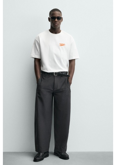 Modivibe Erkek Baskılı Oversize T-shirt Premium Kalın Dokulu %100 Pamuk Geniş Kesim Beyaz