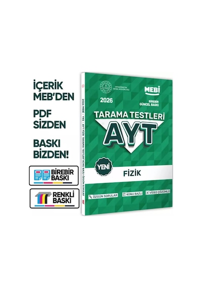 2026 YKS-ayt Mebi-ogm 4lü Özgün Tarama Sayısal (Say) Test Kitabı Seti A4 Boyut Baskı Ücreti