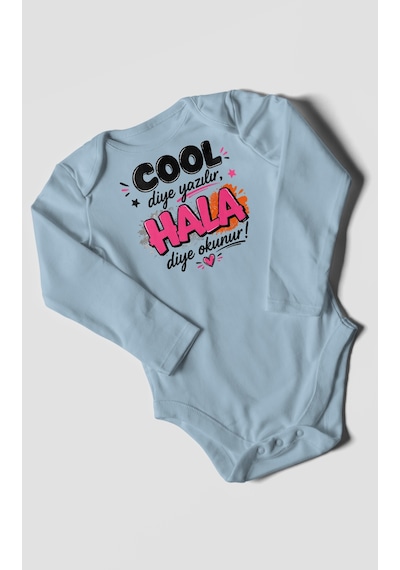 Morivokids Cool Diye Yazılır Hala Diye Okunur Uzun Kollu Bebek Body %100 Pamuk Bebe Mavisi