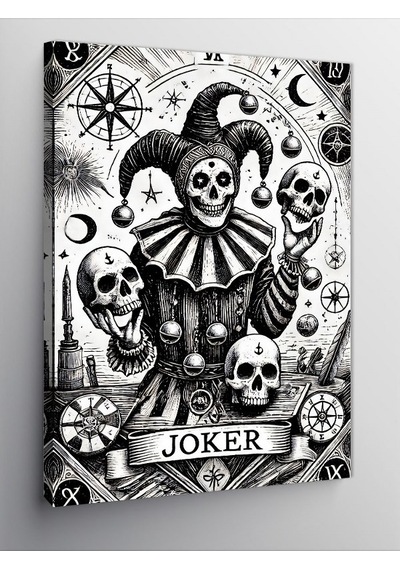 Kanvas Tablo Kafatası Joker Çizimi 50cmx70cm