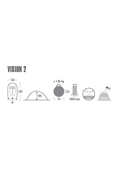 High Peak Vision 2 Çadır, Pop Up Çadır, 2 Kişilik, Festival Çadır Beyaz - Kırmızı