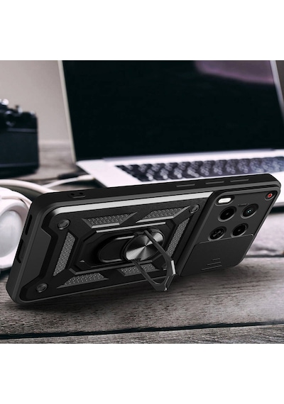 Zore Tecno Camon 30 Kılıf Magnetik Standlı Kamera Korumalı Msra Sürgülü Vega Kapak-mavi Mavi