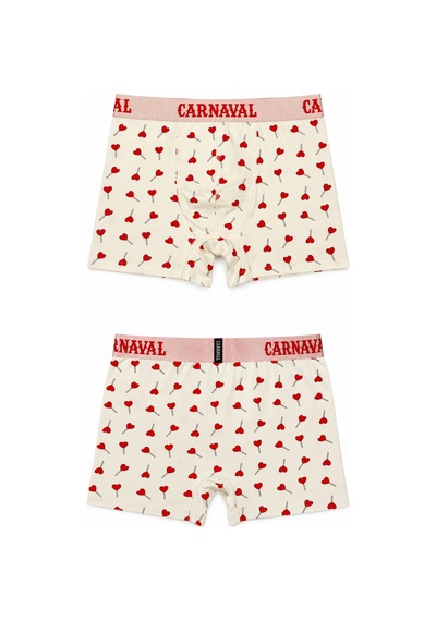 Carnaval Socks Kalpli Lolipop Desenli Erkek Boxer Pamuklu Likralı Parlak Lastikli Kutulu Krem Çoklu