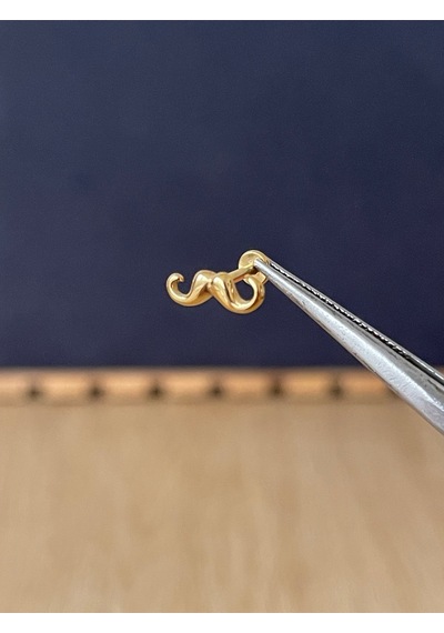 316 L Cerrahi Çelik Bıyık Altın Model Piercing Kıkırdak Labret Piercing Sarı