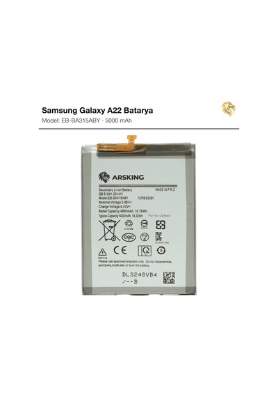 Samsung Galaxy A22 Uyumlu Güçlendirilmiş Batarya Eb-ba315aby 5000 Mah Pil Telefon Bataryası Battery