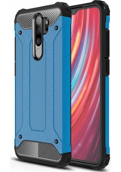 Kilifone - Xiaomi Uyumlu Redmi Note 8 Pro - Kılıf Çift Katman Zırh Tank Crash Military Kapak - Mavi