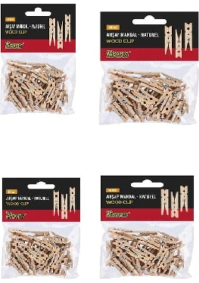 Ahşap Mandal Naturel Mini 4 Lü Paket