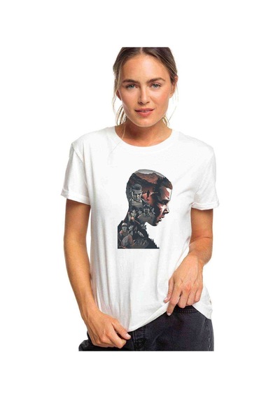 Stranger Things El Baskılı Beyaz Kadın Tshirt