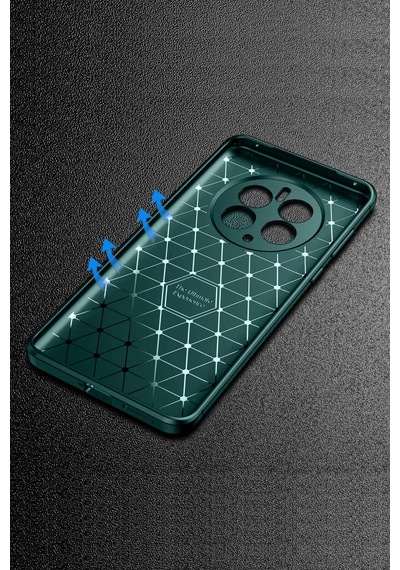 Realme 12 Pro / Pro Plus Uyumlu Kılıf Karbon Tasarım Kamera Korumalı Silikon Telefon Kılıfı Kapak Koyu Yeşil