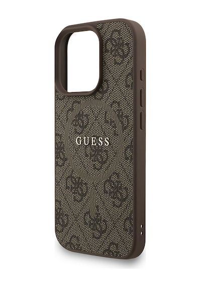 Apple iPhone 16 Pro Uyumlu Kılıf Guess Lisanslı M safe Bilek Askı İpli Yazı Logolu Kapak Kahverengi