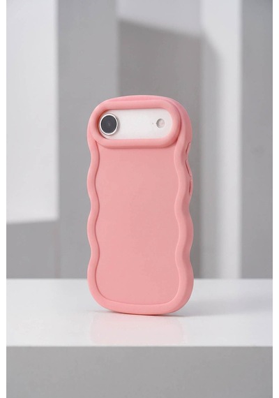 Apple iPhone 17 Air Uyumlu Dalgalı Tasarım Kamera Korumalı Mat Silikon Telefon Kılıfı-54152 Pembe