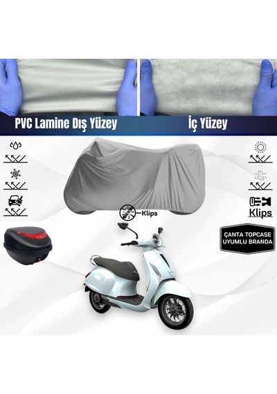 Bajaj Chetak Motosiklet Brandası Çanta Topcase Uyumlu Motor Branda