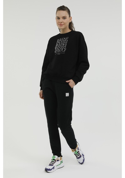 Kinetix W-SDK203 RACHEL SLOGAN SW Siyah Kadın Sweatshirt