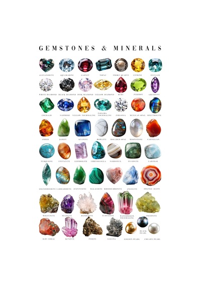 İngilizce Değerli Taşlar Ve Mineraller Eğitim Sınıf Panosu 50x70cm Bristrol Karton 7