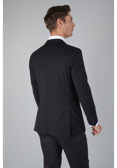 Bisse Comfort Fit Siyah Mono Yaka Çift Yırtmaçlı 6 Drop Erkek Yün Ceket Pck24k24201 D99 Siyah