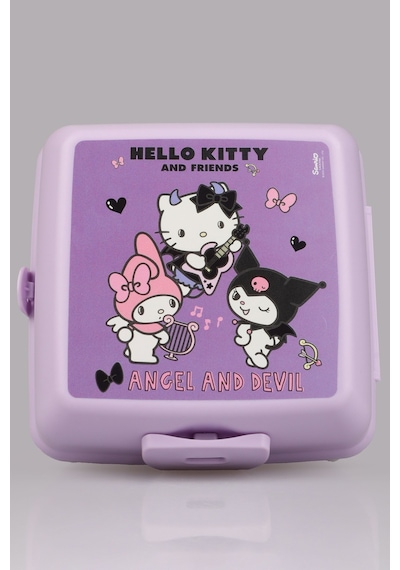 "dekomus Islak Mendil Hediyeli"lisanslı Hello Kıtty & Best Frıends Kuromı,my Melody 2 Katlı Beslenme Kabı/lunch Box Ahşap