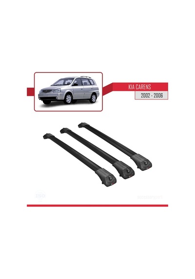 Kia Carens 2002-2006 Arası İle Uyumlu Ace-1 Ara Atkı Tavan Barı Siyah 3 Adet Bar