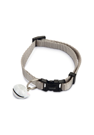 Hnrlıshp Beeztees Kedi Boyun Tasması, Zilli, Açık Gri, 20-30cm