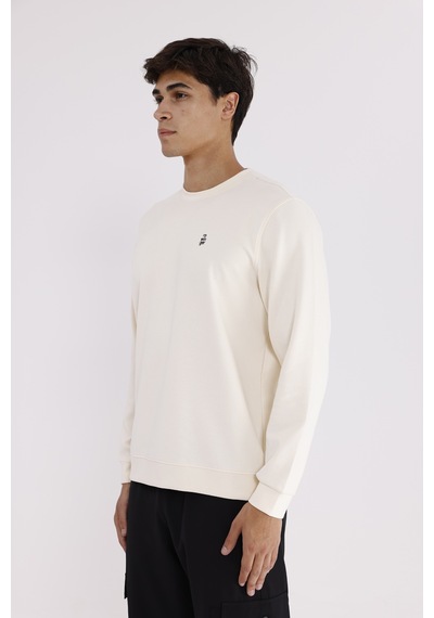 Rowinger Modal Karışımlı Yumuşak Dokulu Rahat Kalıp Esnek Kullanım Sunan Sweatshirt Ecru