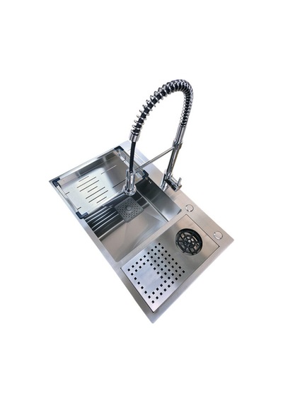 Inox 76x48 Tek Göz Bardak Yıkamalı Paslanmaz Çelik Eviye Renkli