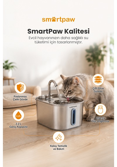 Smartpaw Aqua Prime Kedi Su Pınarı Distribütör Garantili