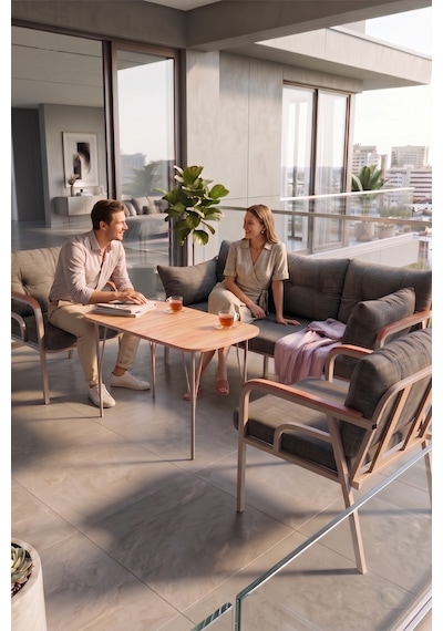 Ekon Serisi 1. Sınf 3+1+1 Ve 1 Adet Orta Sehpa 2 Yastıklı Bahçe Balkon Oturma Koltuk Takımı Cappucino İskelet Gri Minder Ekon Serisi 1. Sınf 3+1+1 Ve 1 Adet Orta Sehpa 2 Yastıklı Bahçe Balkon Oturma Koltuk Takımı Cappucino İskelet Gri Minder