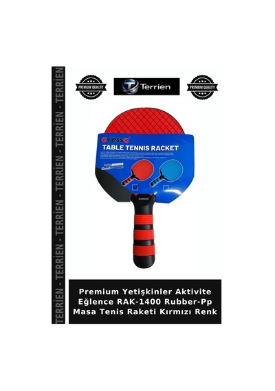 Premium Yetişkinler Aktivite Eğlence Rak-1400 Rubber-pp Masa Tenis Raketi Kırmızı Renk