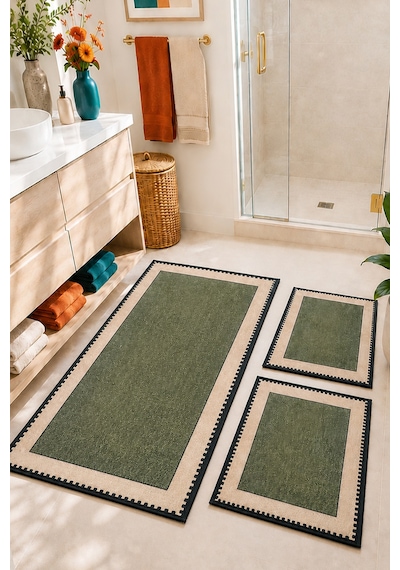 Nehogreen 60x100 50x60 50x60 Kaydırmaz Tabanlı 3'lü Banyo Paspas Seti Takımı 3lü