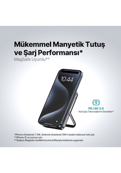 Ttec Recharger Pro M LCD 10.000 mAh Magsafe Uyumlu PD 20W Stantlı Kablosuz Taşınabilir Hızlı Şarj Aleti