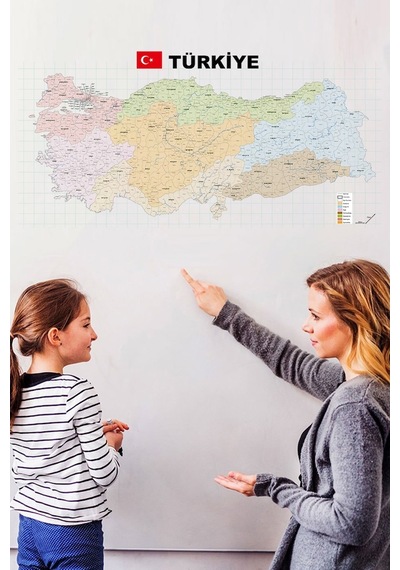 Türkiye Il Ilçe Haritası Yazı Tahtası Akıllı Kağıt Tahta Kalem He-Şeffaf