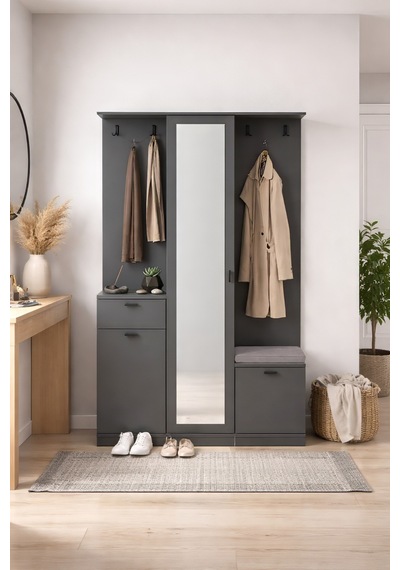 Harmony Partmanto Vestiyer Ayakkabılık 106x190x39 Cm - Modern Tasarım Antrasit Harmony Partmanto Vestiyer Ayakkabılık 106x190x39 Cm - Modern Tasarım Antrasit