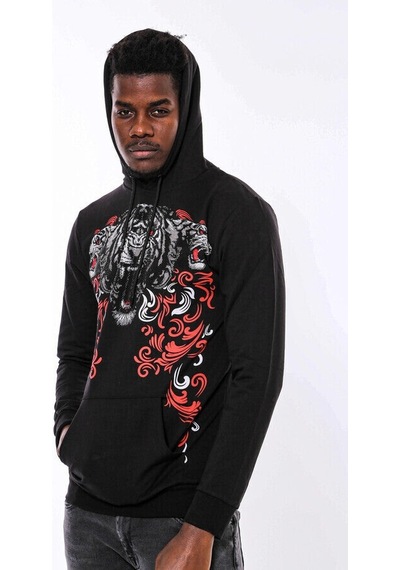 Wessi Siyah Kapşonlu Baskılı Sweatshirt Siyah