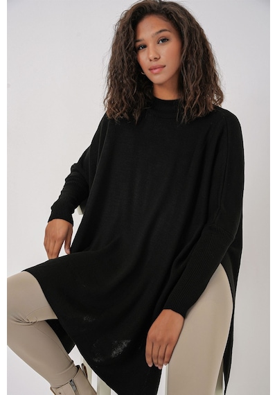 Hiccup Bdart Oversize Akrilik Bisiklet Yaka Kazak Siyah 01