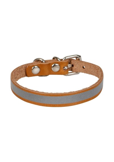 Cattie Reflektörlü Deri Kedi Boyun Tasması M 1x21-25CM Camel