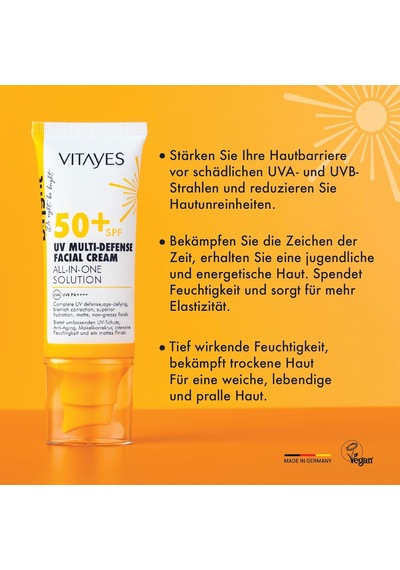 Vıtayes Yüz Güneş Kremi Spf50 Çok Fonksiyonlu Yüksek Uv Koruma Yaşlanma Karşıtı Nemlendirme Cilt Bakımı, 50 Ml Sku: Smg8690010455949 Açık Bej