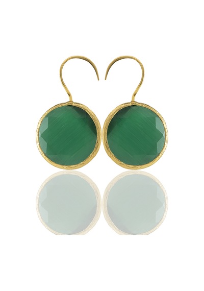 Kadir Jewellery 22 Ayar Altın Kaplama Kadın Taşlı Küpe -el İşçiliği Ve Hipoalerjenik Küpe Koyu Yeşil 50120822