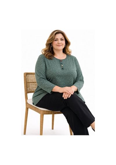 Mutlu City Büyük Beden Anne Penye Bluz 405 Mint Yeşili
