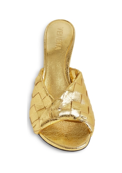 Bottega Veneta Göz Alıcı 50mm Topuklu Mule Terlik Altın